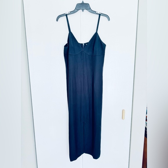 Toteme Cami top Crepe slip dress black with navy hint EU 38 US 6 zip closure - Picture 8 of 16
